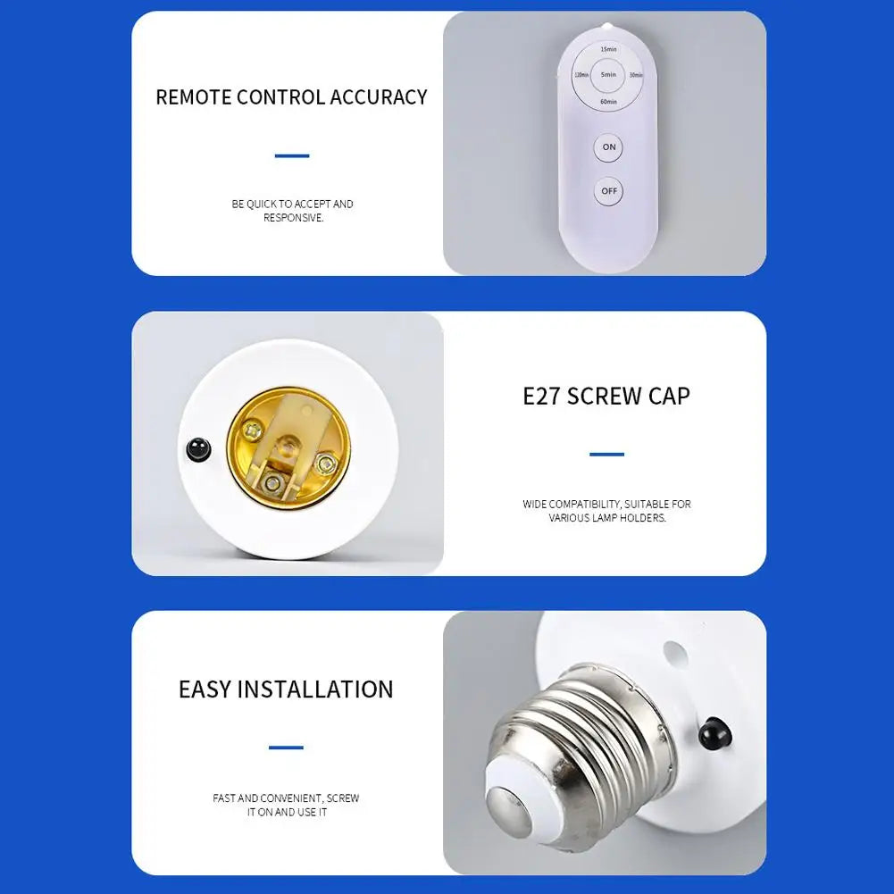 E27 Wireless Remote Control Lamp Holder | Timer & AC180-240V Remote Lamp Holder QXL