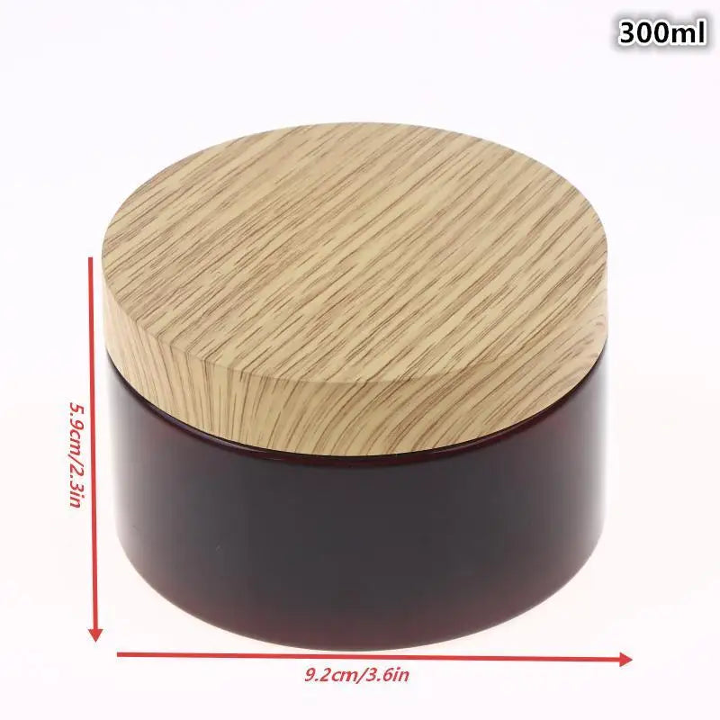 PET Plastic Jars with Wood Texture Lid | 200ml–500ml Empty Containers Cosmetic Storage Jar QXL 300ml