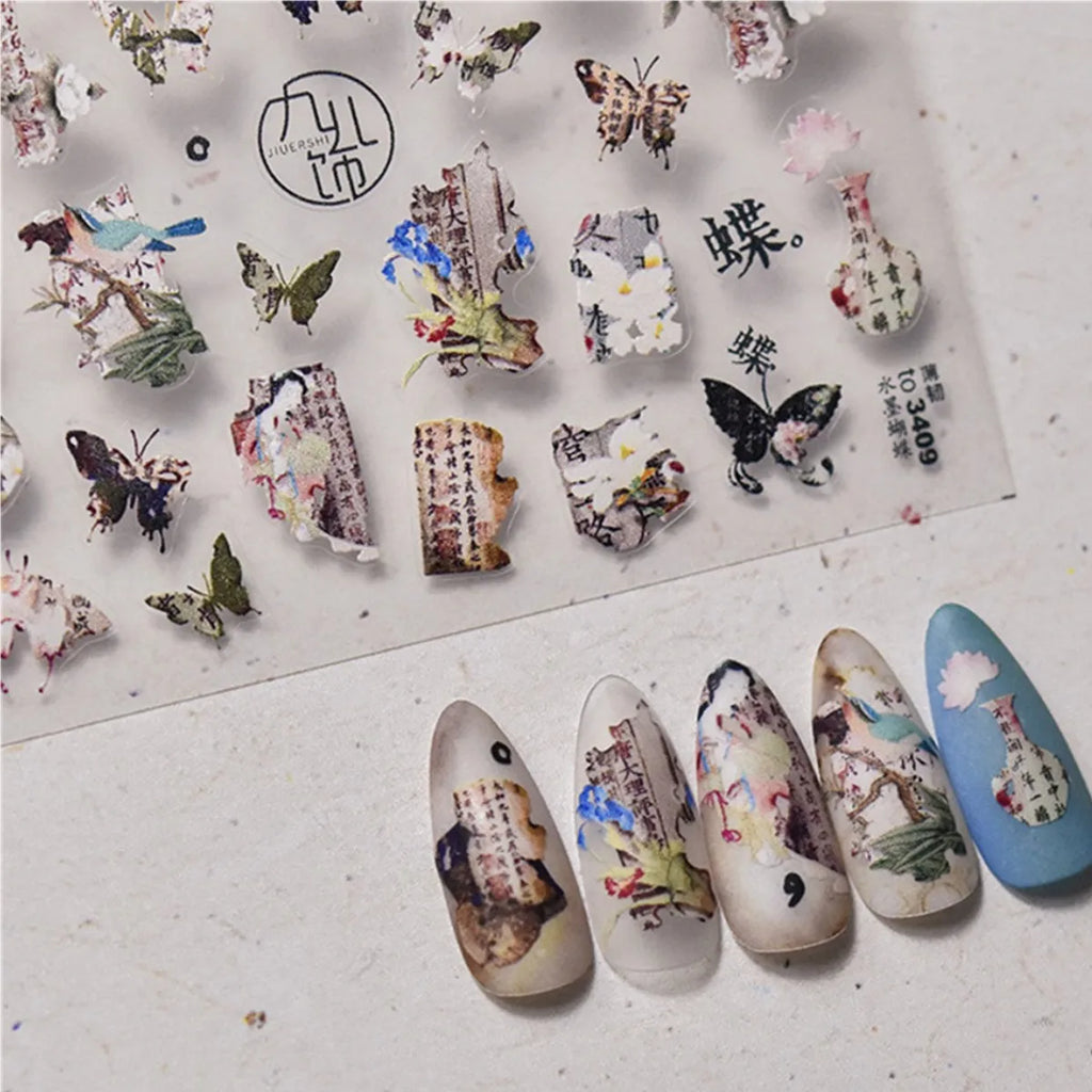 5D Kawaii Nail Art Stickers – Panda & Butterfly Decals Nail Art Stickers QXL