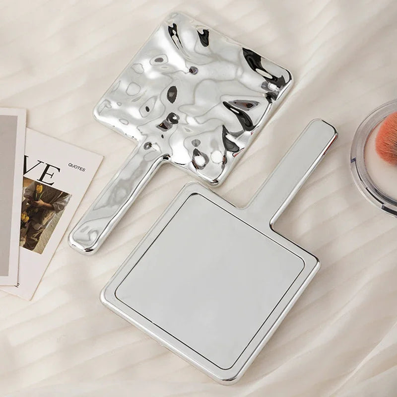 BMPEIC Square Handheld Makeup Mirror – HD Electroplated Vintage Handheld Makeup Mirror QXL