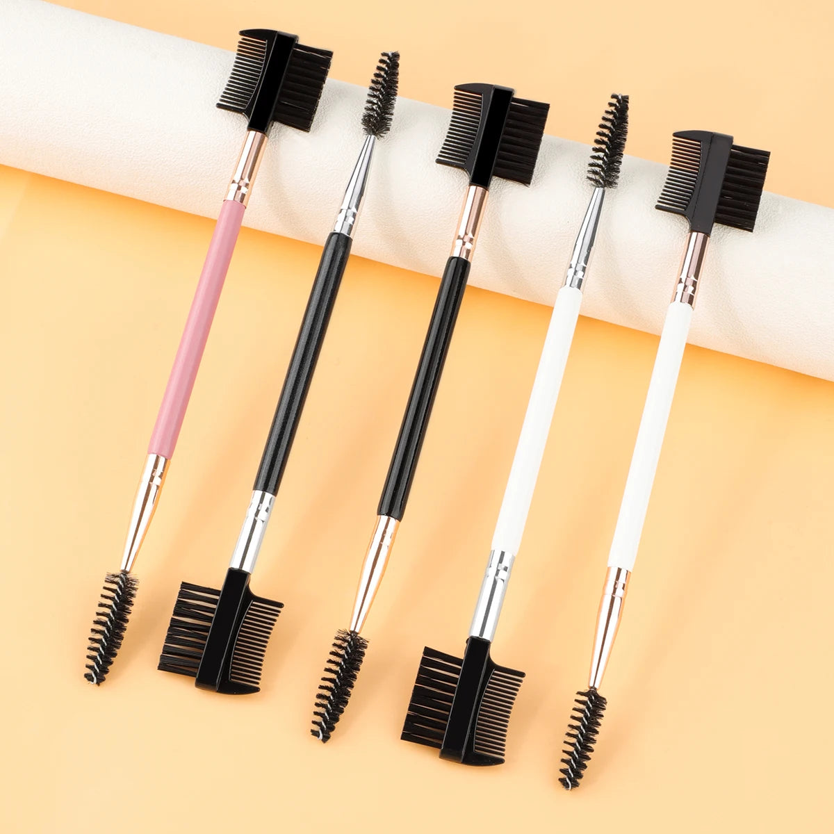 3-Head Spoolie Eyebrow & Eyelash Brush Set | 1/2/5 Pack Spoolie Brush Set QXL