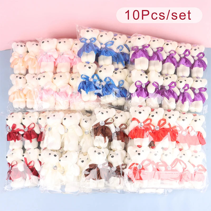 10-Pack Mini Teddy Bear Bouquet Dolls | Party & Gift Decor Plush Bear Bouquet Dolls QXL