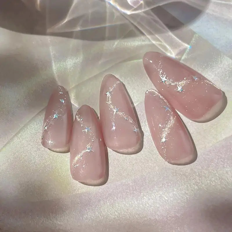 Holographic Star & Chain Nail Stickers | Gold & Silver Art Nail Art Stickers QXL