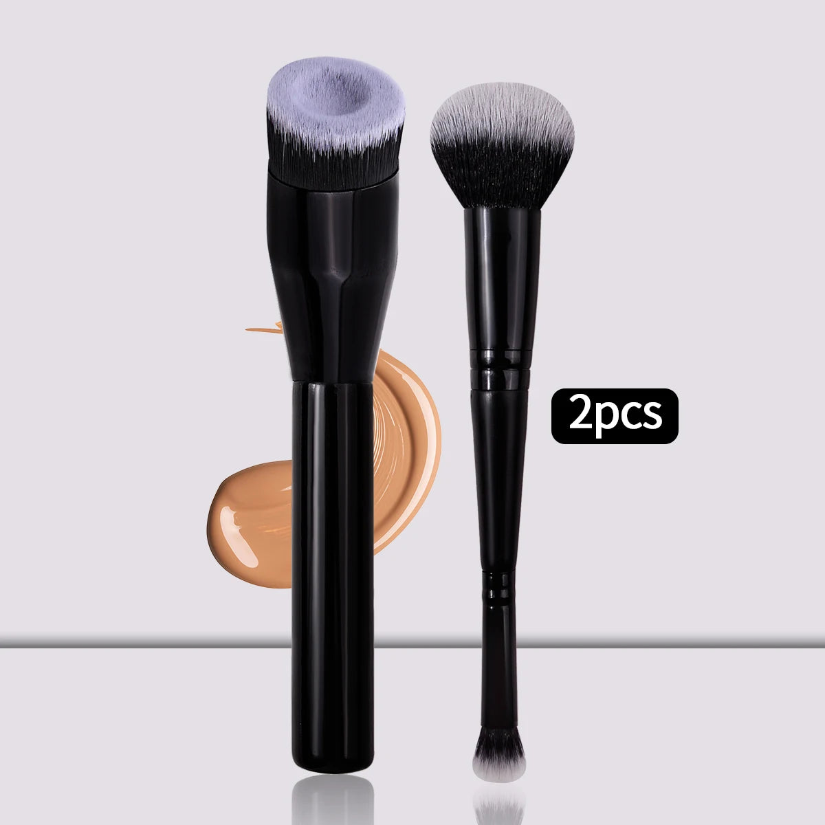 KOSSHOW 2-Pack Double-Head Foundation & Concealer Brush Set Makeup Brush Set QXL black