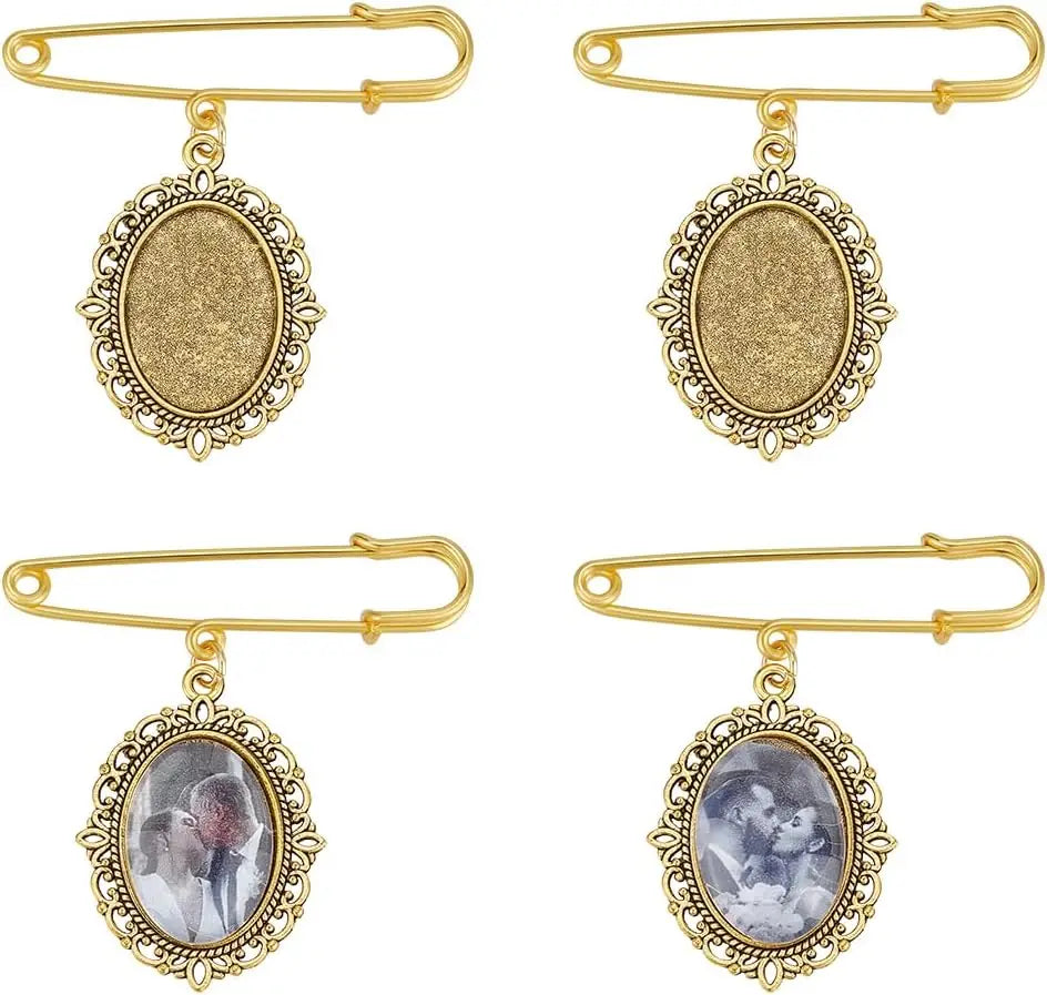 8-Piece DIY Photo Brooch Kit | Oval Glass Cabochons & Alloy DIY Brooch Kit QXL AECH04-15785