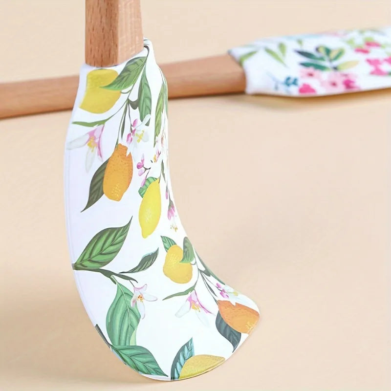 Floral Silicone Spatula Set with Wooden Handle | Baking Silicone Spatula Set QXL