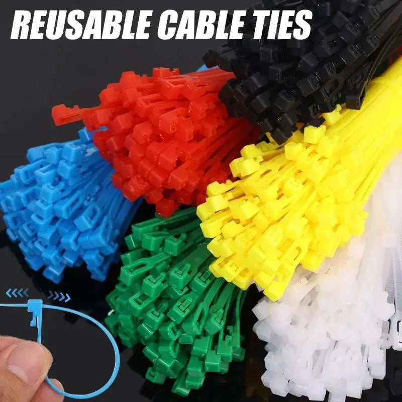 100-Pack Reusable Nylon Cable Ties | Colorful Zip Tie Set Reusable Cable Ties QXL