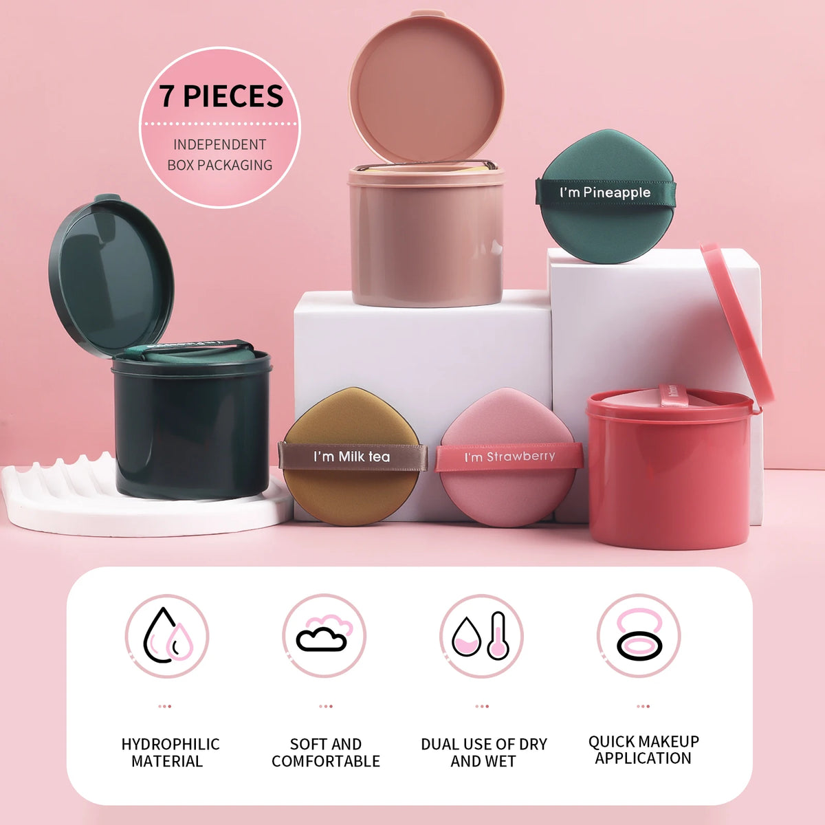 Ronshadow 7-Pack Super-Soft Makeup Sponge Powder Puff Set Makeup Sponge Puff QXL