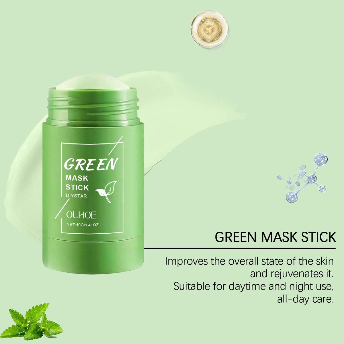 OUHOE Green Tea Solid Mask Stick | Deep Cleanse & Pore Care Facial Mask Stick QXL