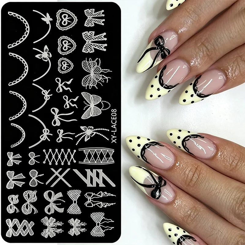 3D Lace & Bow Nail Art Stamping Plate | 30+ Designs Nail Stamping Plate QXL