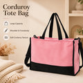Retro Patchwork Corduroy Shoulder Tote Bag | Unisex Shoulder Tote Bag QXL Pink