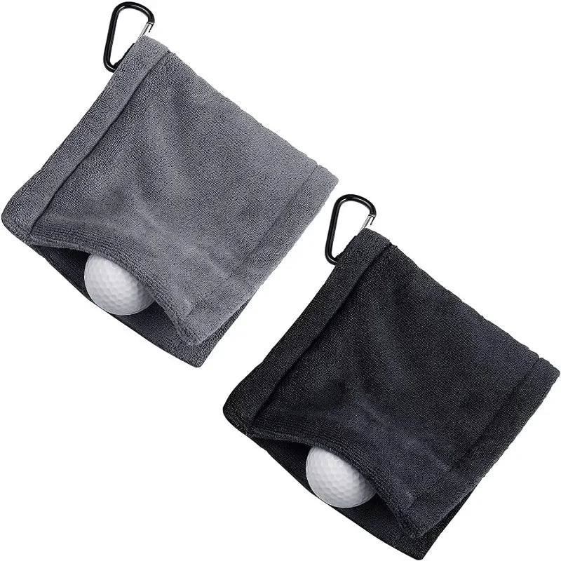 2-Pack Microfiber Golf Ball Cleaning Towels with Snap Hook Golf Cleaning Towel QXL