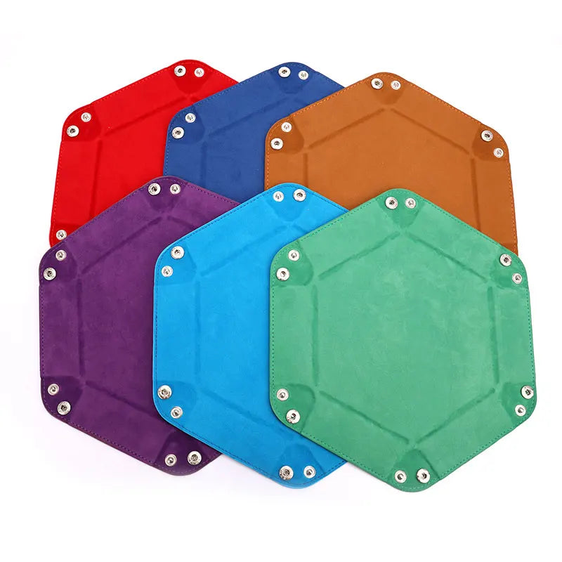 Foldable PU Leather Hexagon Dice Tray | Tabletop Game Tray Dice Rolling Tray QXL