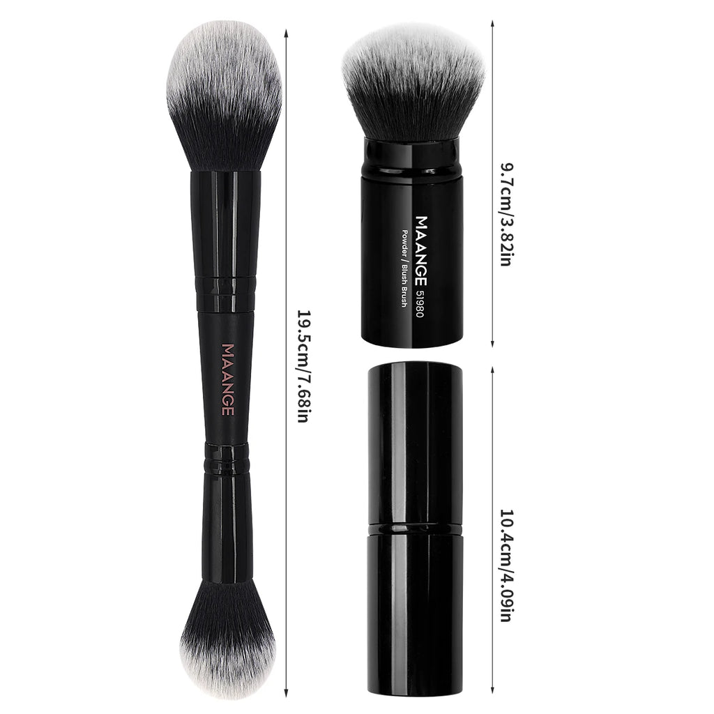 MAANGE 2-Pc Fluffy Kabuki Makeup Brush Set | Double Head Kabuki Makeup Brush Set QXL