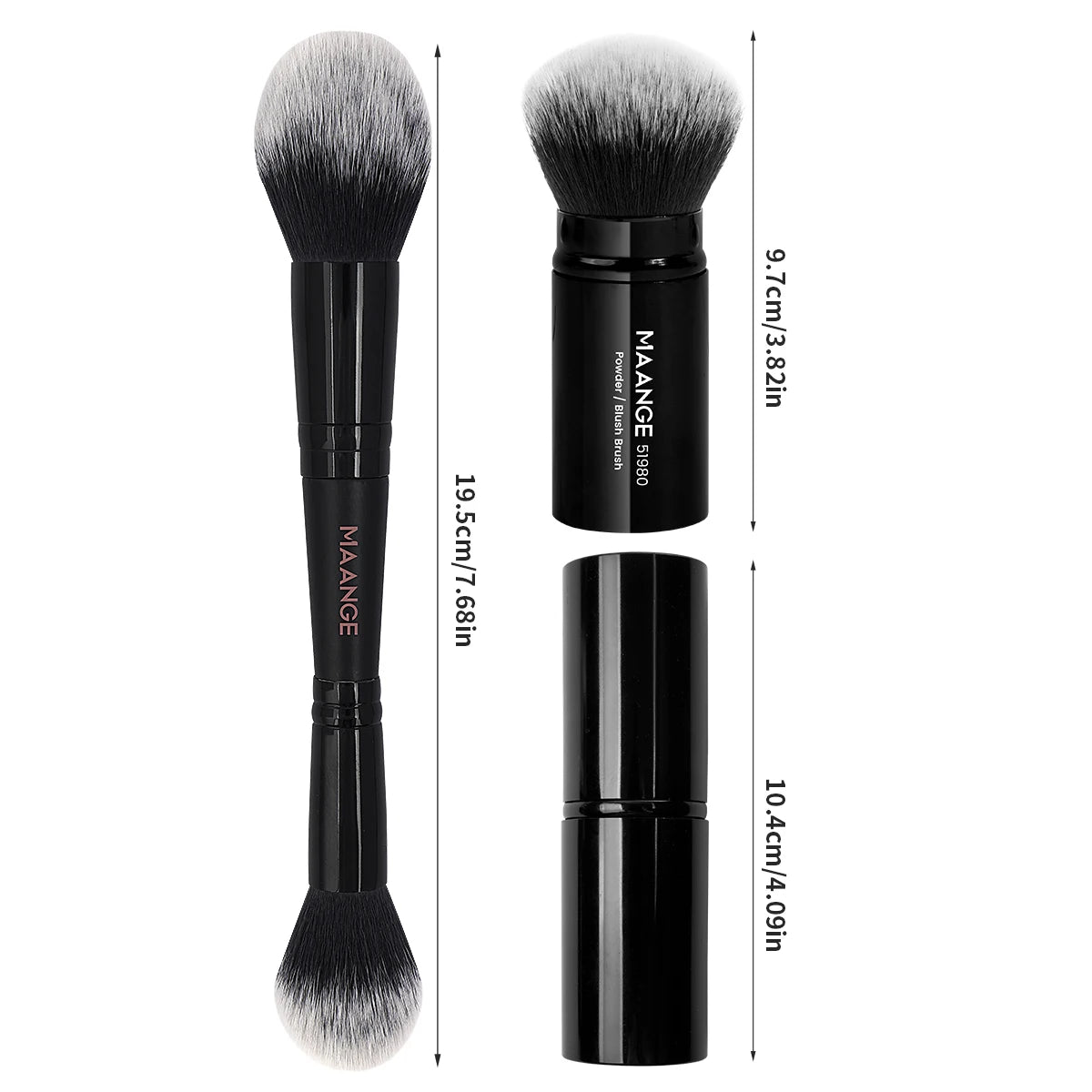 MAANGE 2-Pc Fluffy Kabuki Makeup Brush Set | Double Head Kabuki Makeup Brush Set QXL