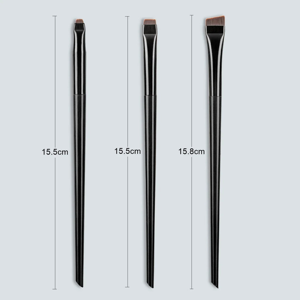 3-Piece Angled Eyeliner & Eyebrow Brush Set | Ultra-Thin Eye Makeup Brush Set QXL