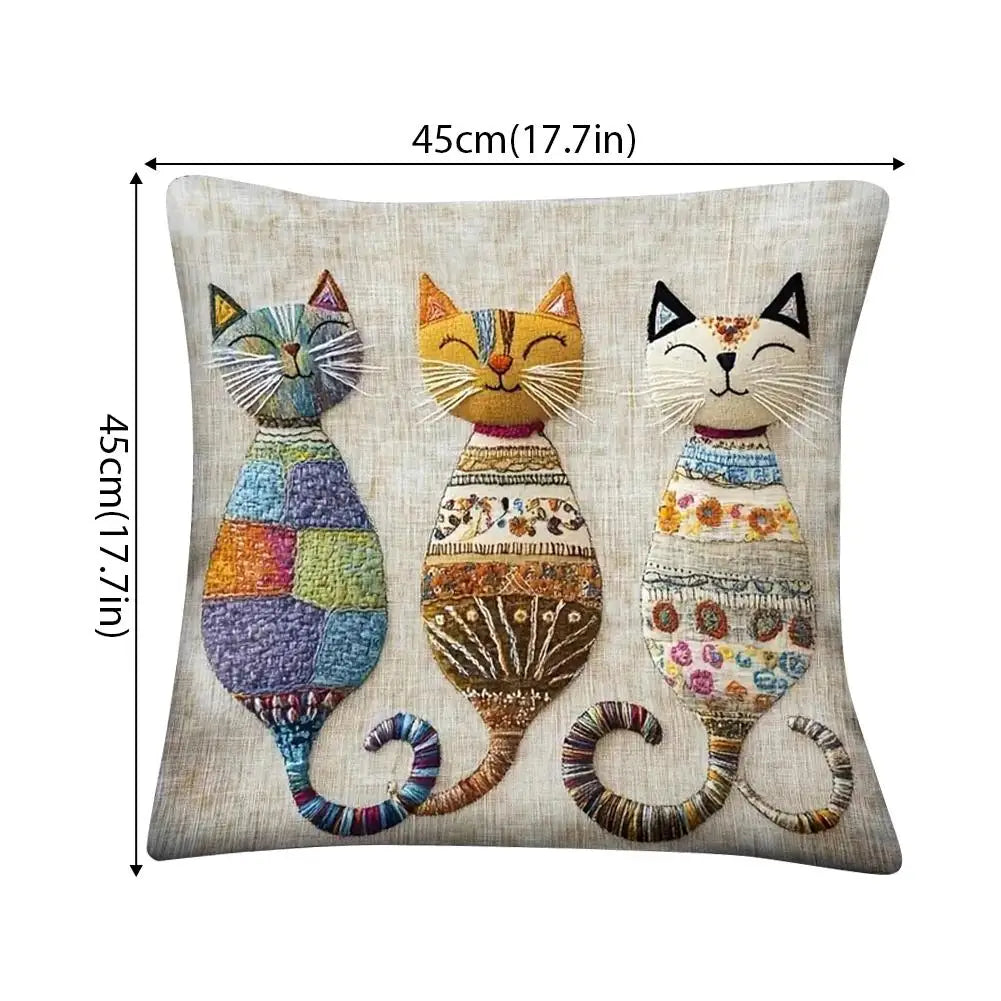 Cat-Themed Decorative Pillow Cover | Soft Plush 45x45cm Decorative Pillow Cover QXL