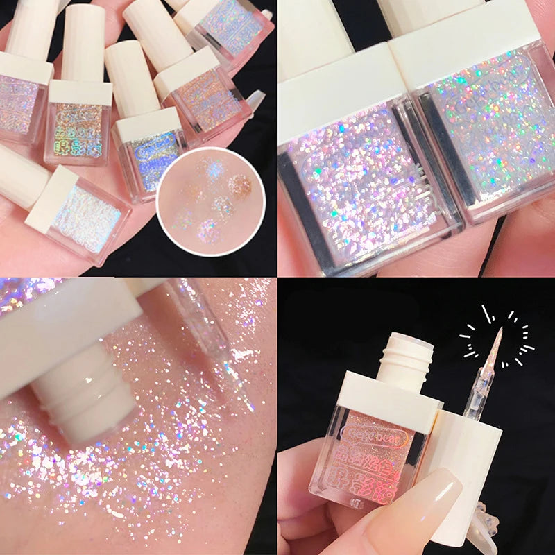 Liquid Glitter Eyeshadow – 6 Shades, Shimmer & Waterproof Liquid Glitter Eyeshadow QXL