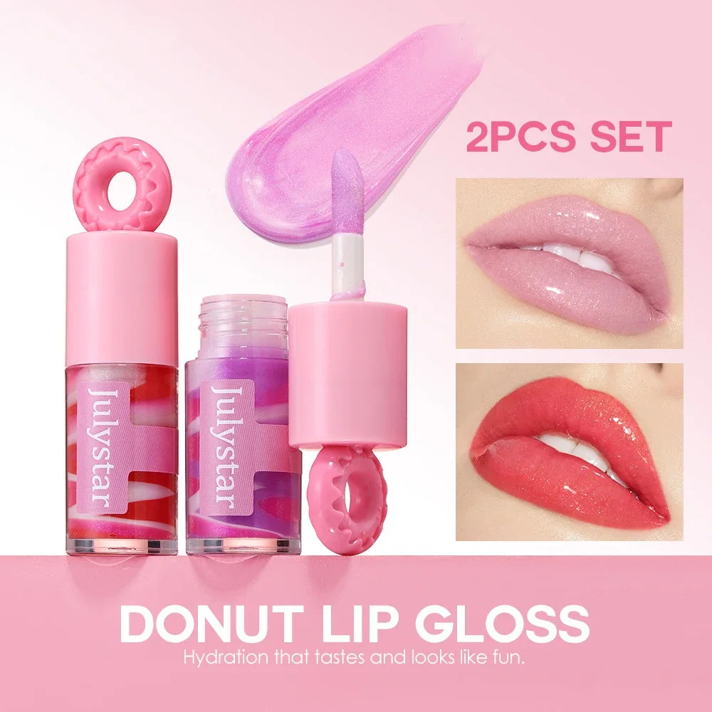 Julystar Donut Cap Shimmer Lip Gloss | Hydrating Lip Oil Shimmer Lip Gloss QXL