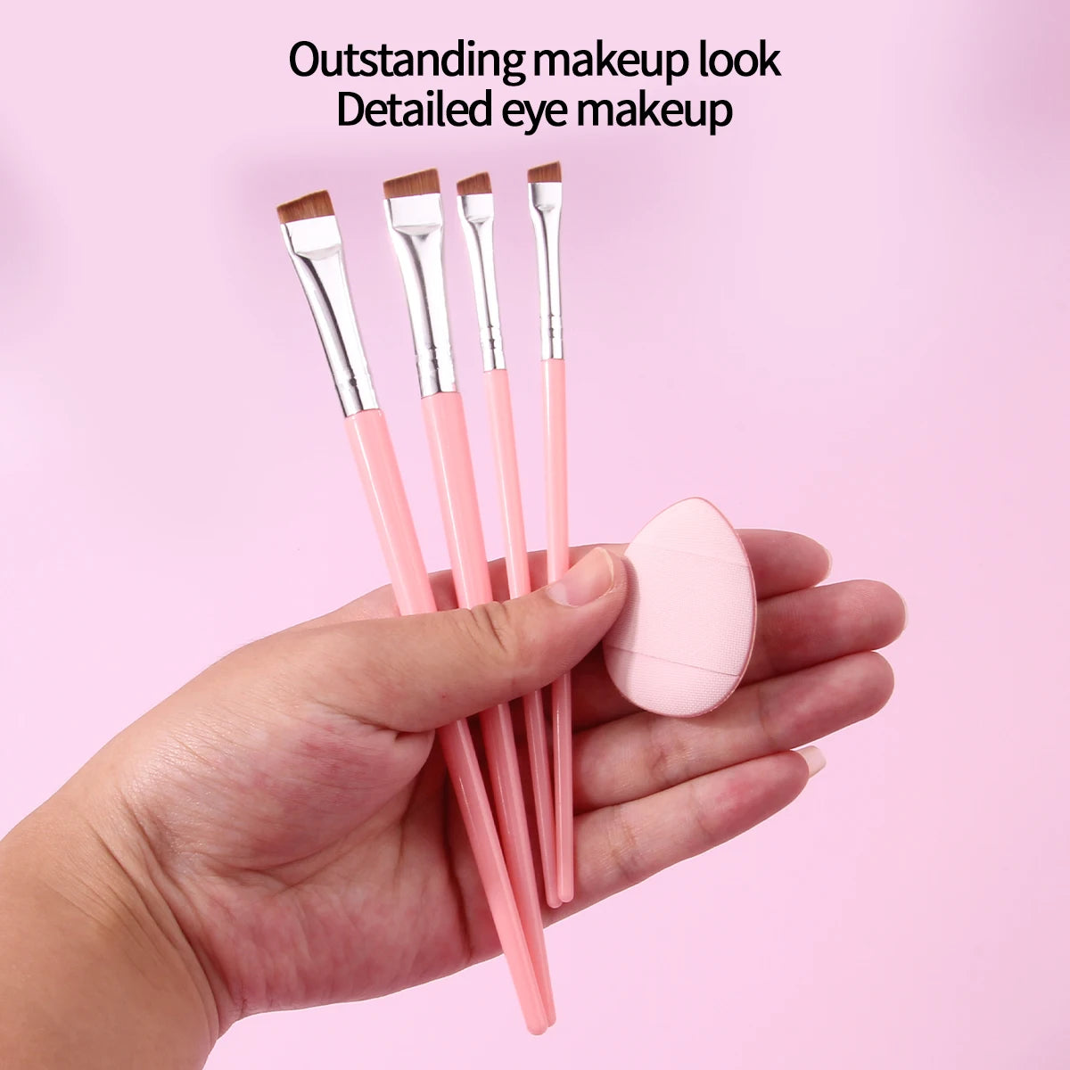 5-Piece Pink Makeup Brush Set | Eyeliner & Eyebrow Brushes Makeup Brush Set QXL