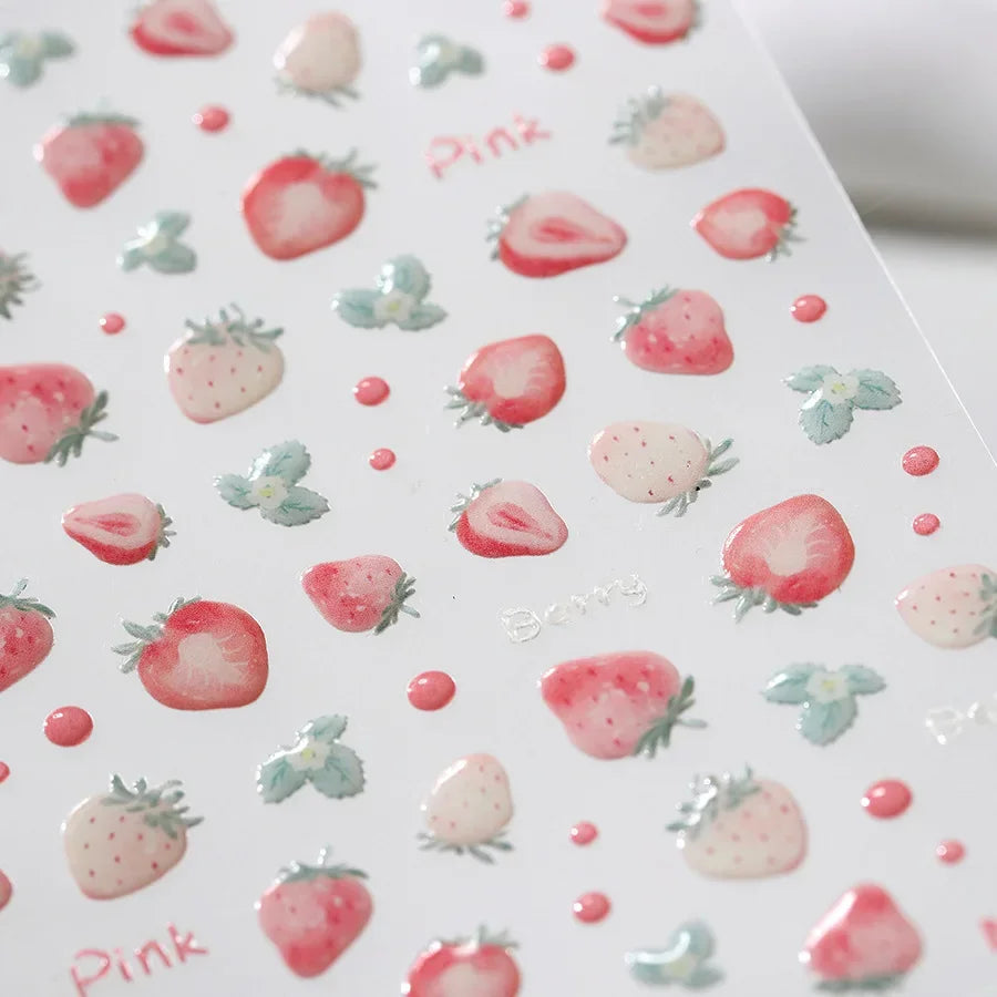 5D Jelly Red Apple Nail Stickers | Kawaii Fruit Decals DIY