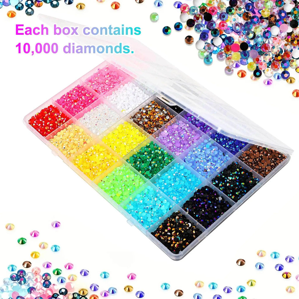 24-Grid AB Rhinestone Set | Mixed Flatback Gems 3–6mm DIY Nail Art Rhinestones QXL