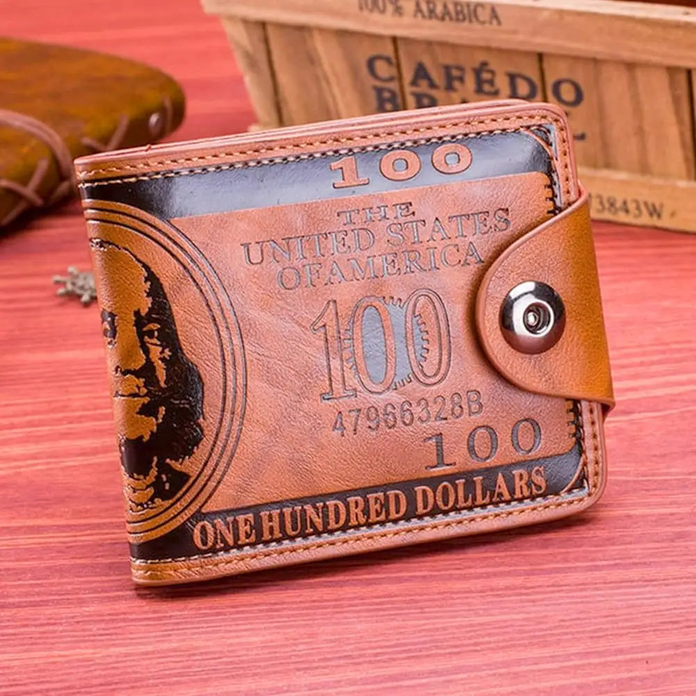 Men's PU Leather Bifold Wallet | Magnetic Buckle & Card Slots Men's Bifold Wallet QXL