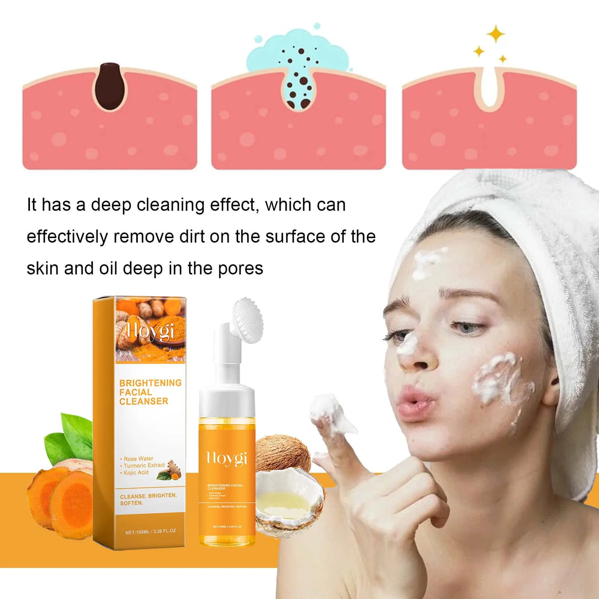 Pro Turmeric Face Wash | Mild Foaming Cleanser All Skin Types Facial Cleanser QXL