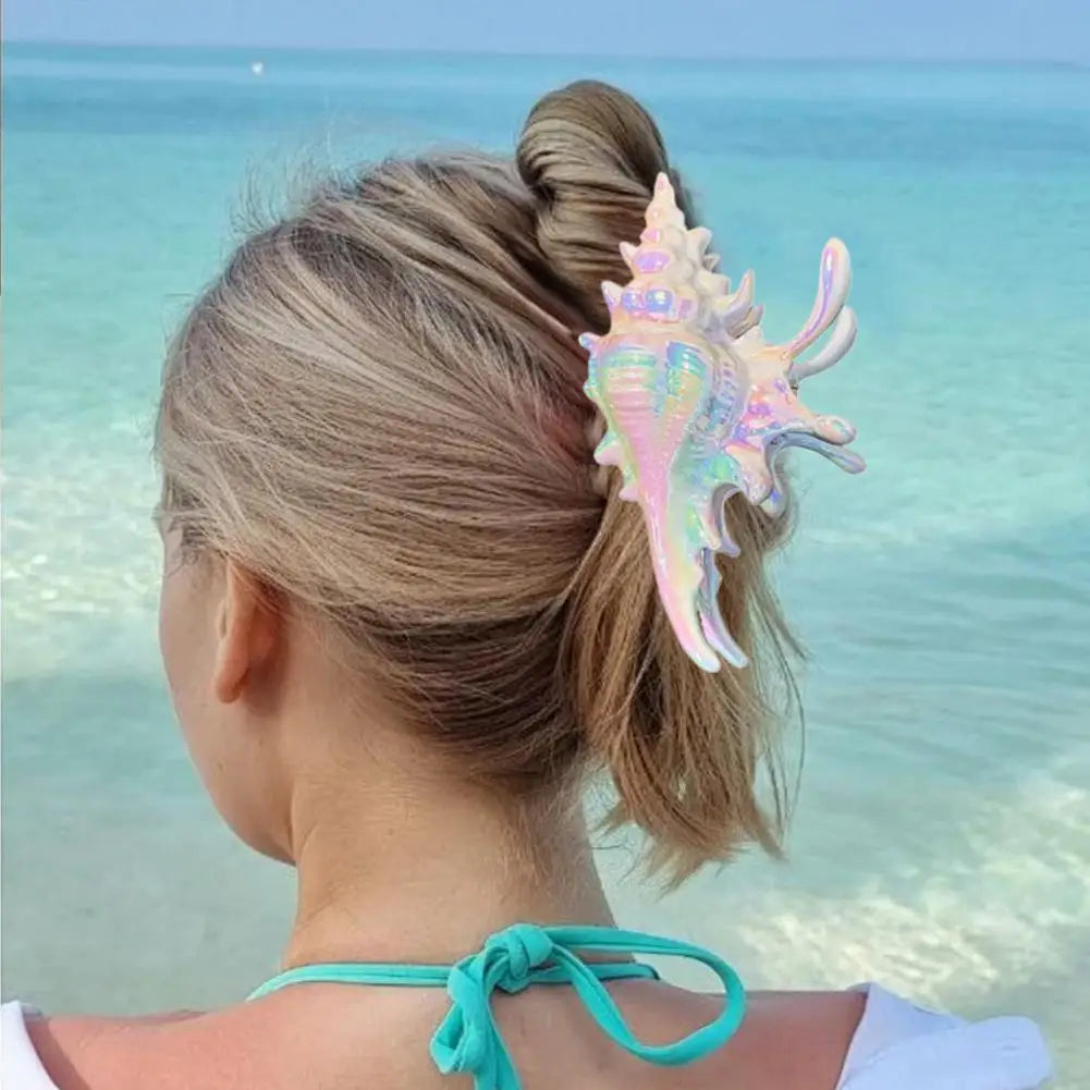 Iridescent Seashell Hair Claw Clip | 3D Conch Design Women Hair Claw Clip QXL