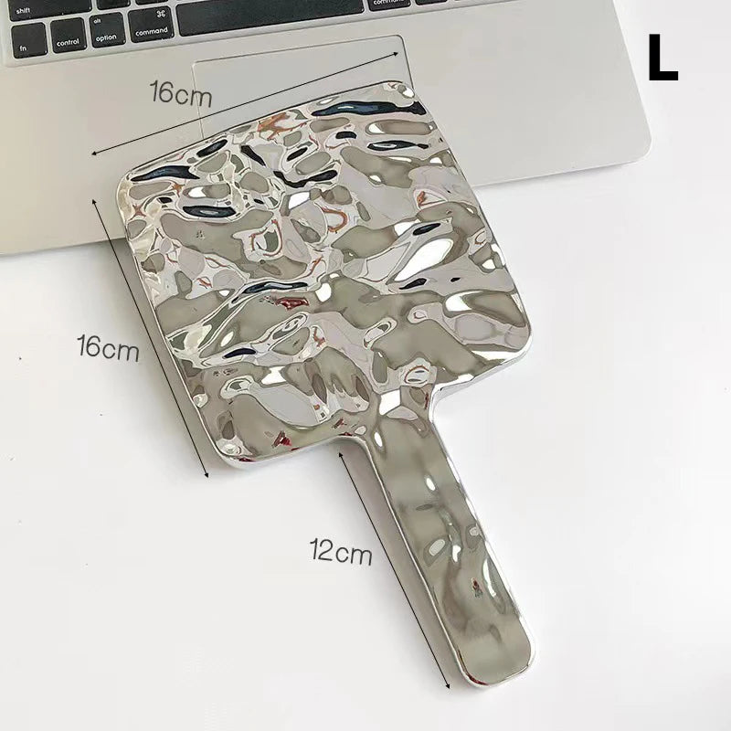 BMPEIC Square Handheld Makeup Mirror – HD Electroplated Vintage Handheld Makeup Mirror QXL L