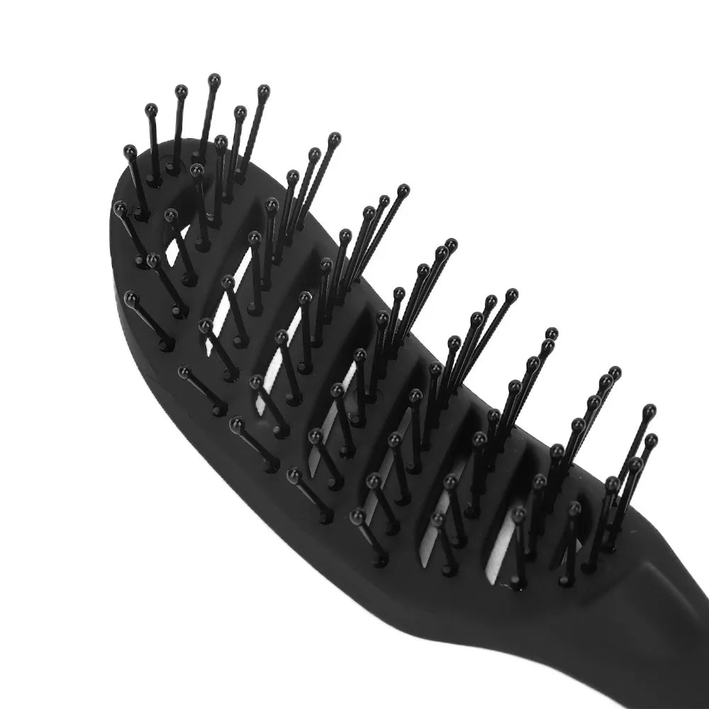 Vented Detangling Hair Comb – Meniscus Nylon Bristles Black Detangling Hair Comb QXL