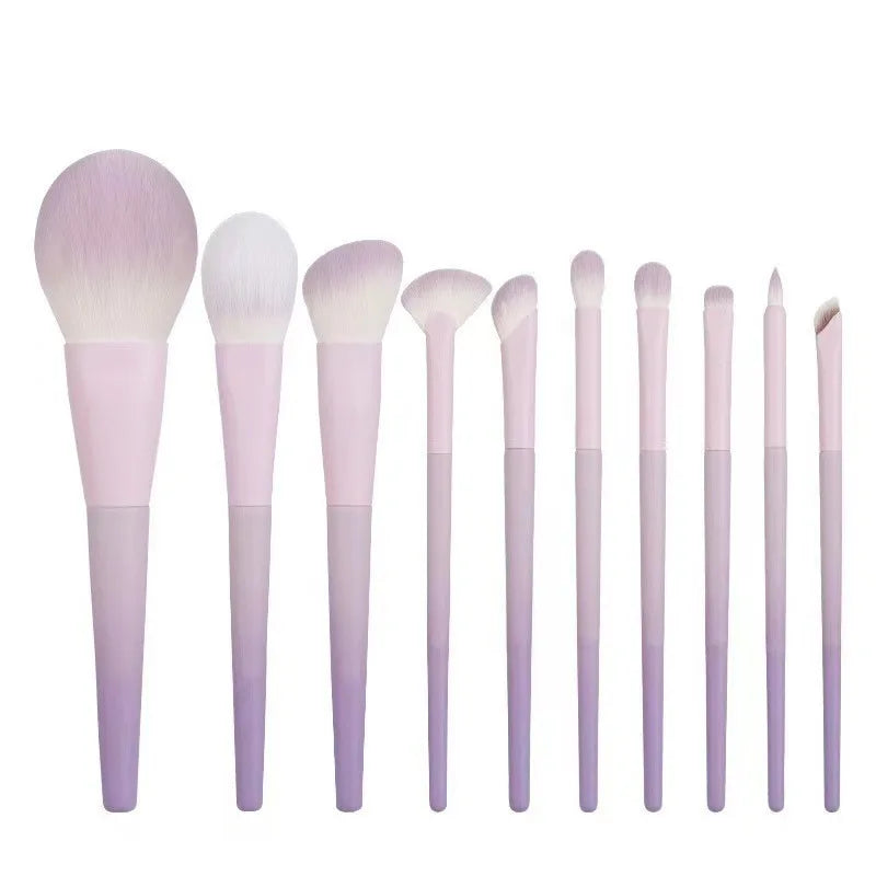 10-Piece Cream Purple Makeup Brush Set | Beginner Kit Makeup Brush Set QXL 10 brushes