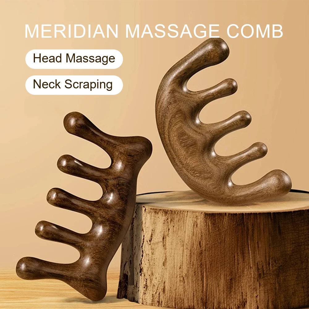 Sandalwood Wide Tooth Comb & Scalp Massager | Wooden Comb Wooden Hair Comb QXL