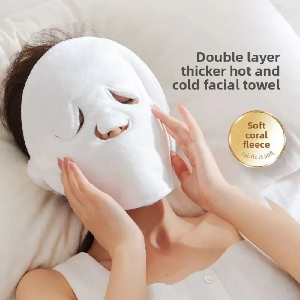 Hot & Cold Compress Face Towel | Reusable Coral Fleece Steam Compress Face Towel QXL