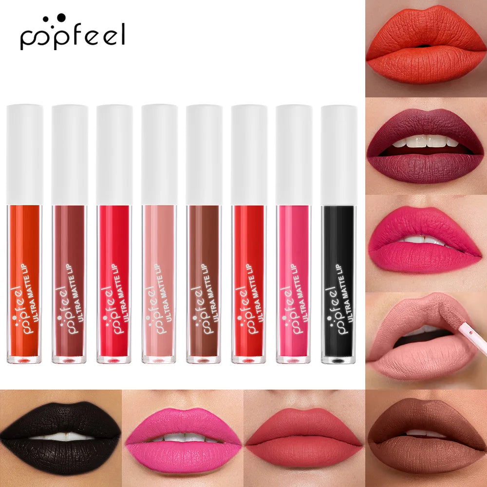 High-Pigment Matte Velvet Lip Gloss – 8 Shades, Waterproof Matte Lip Gloss QXL