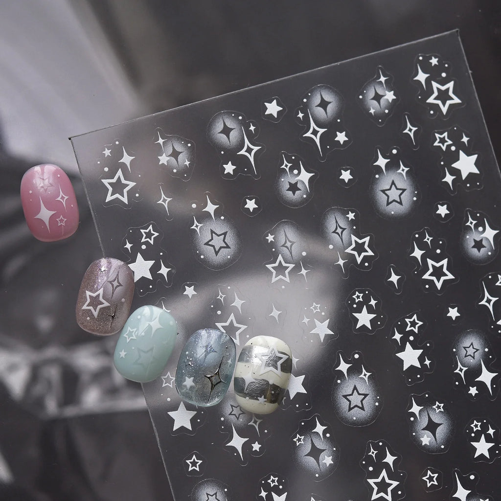 5D Y2K Holographic Star Burst Nail Art Stickers – Self-Adhesive Nail Art Stickers QXL