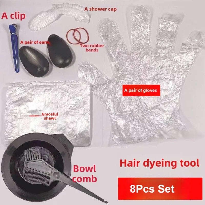 8-Piece Hair Dye Kit – Brushes, Bowl, Cape & Clips Set Hair Colouring Kit QXL Default Title
