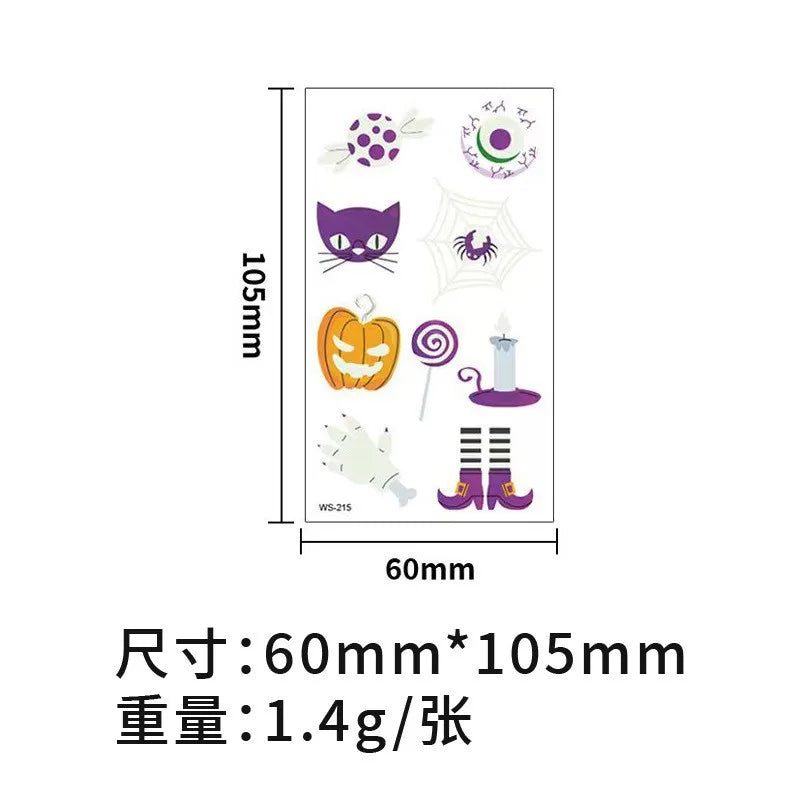 Halloween Glow Dinosaur Temporary Tattoo Stickers | Body Art Temporary Tattoo Sticker QXL