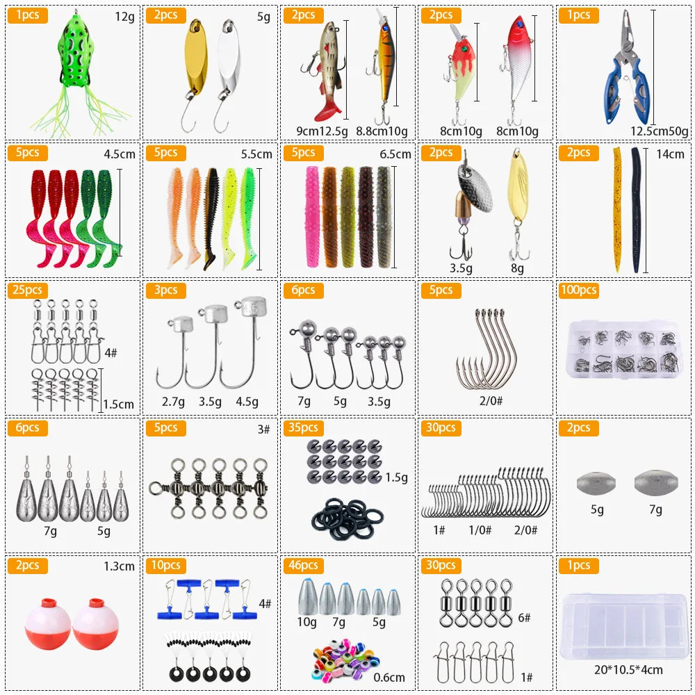 332-Piece Fishing Lure Set | Bionic Minnow Bait Tackle Kit Fishing Lure Set QXL