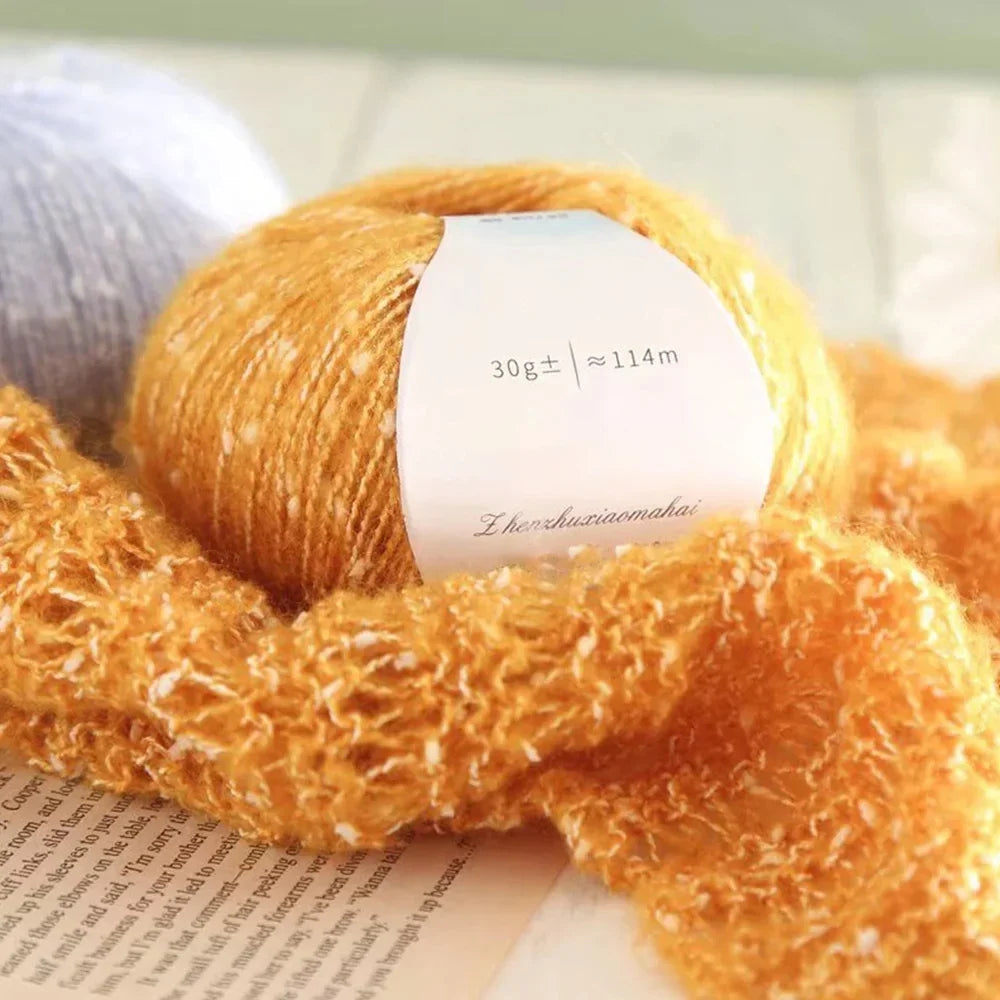 Pearl Mohair Yarn DIY Knitting Wool Blend Thread 30g 144m Mohair Knitting Yarn QXL