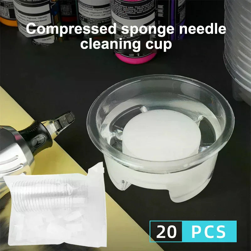20-Pack Disposable Tattoo Dip Foam Sponge Cups | Ink Cleaning Tattoo Dip Cups QXL