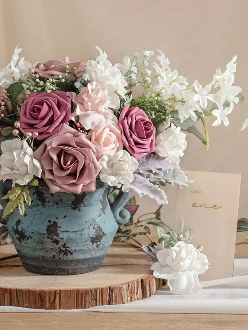 25-Pack Green Gradient Artificial Roses | Wedding & Party Décor Artificial Flowers QXL