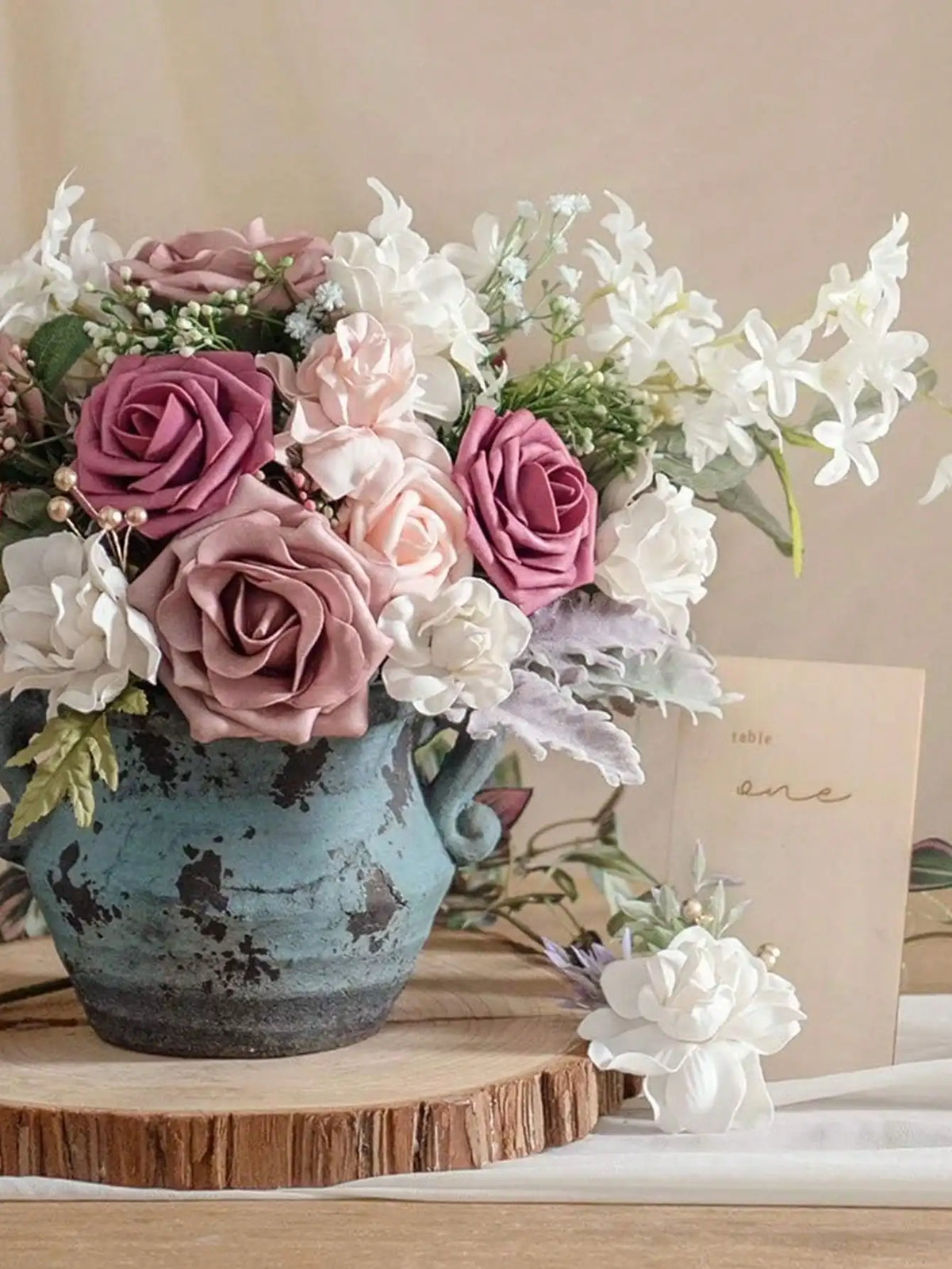 25-Pack Green Gradient Artificial Roses | Wedding & Party Décor Artificial Flowers QXL