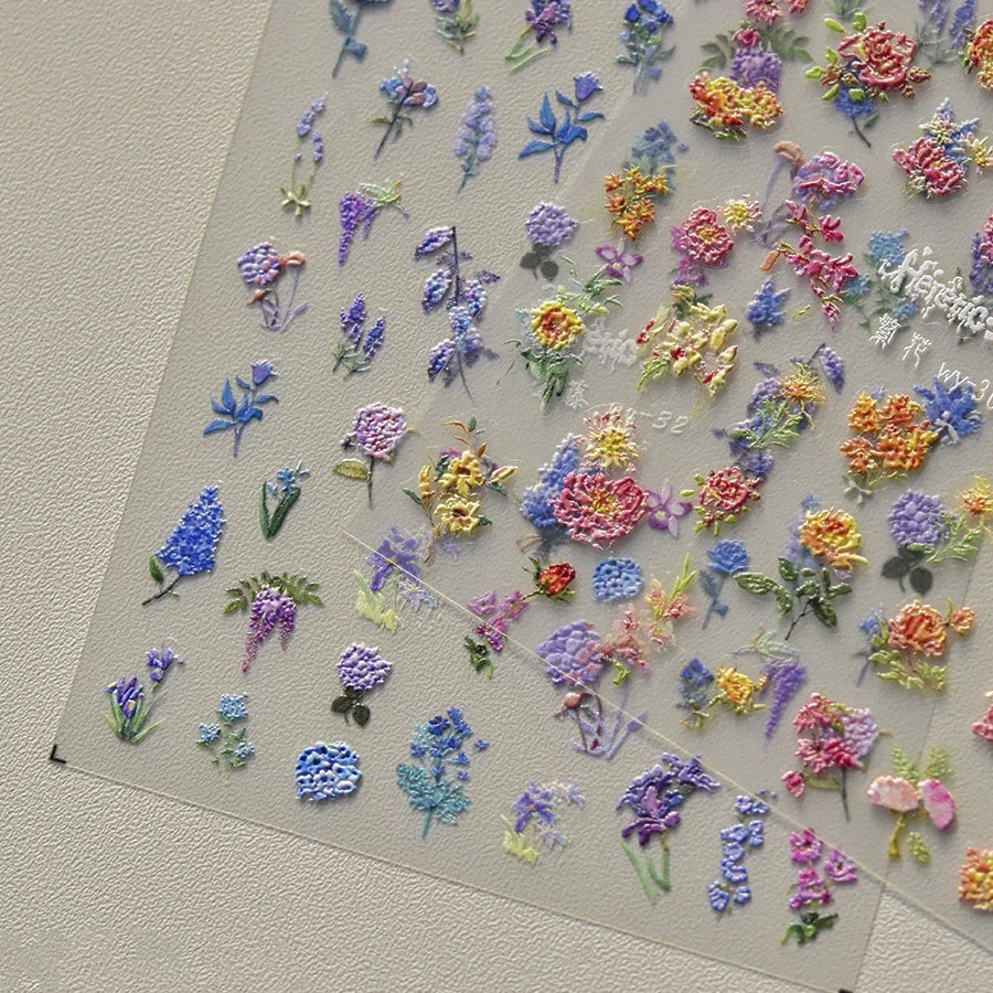 5D Wisteria Nail Stickers | Floral & Bird Self-Adhesive Decals Nail Art Stickers QXL