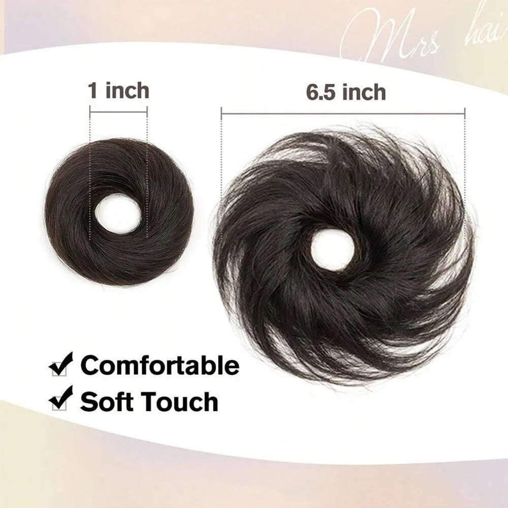 Fluffy Messy Bun Scrunchie | Synthetic Donut Hair Updo Hair Bun Scrunchie QXL