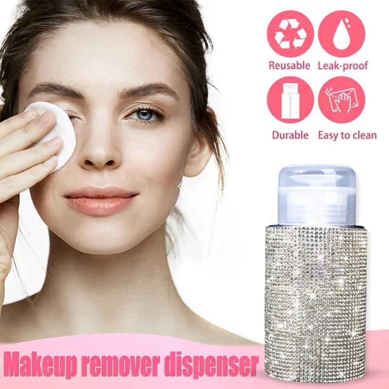 200ml Rhinestone Pump Dispenser Bottle | Refillable Nail Remover Pump Dispenser Bottle QXL