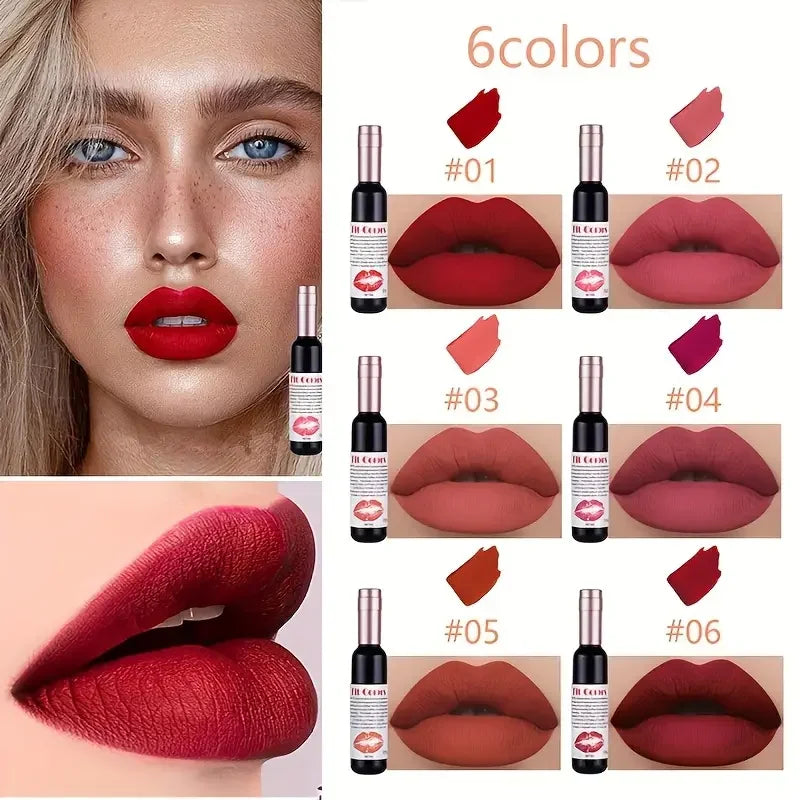 Red Wine Bottle Velvet Matte Liquid Lipstick | Long-Lasting Liquid Lipstick QXL