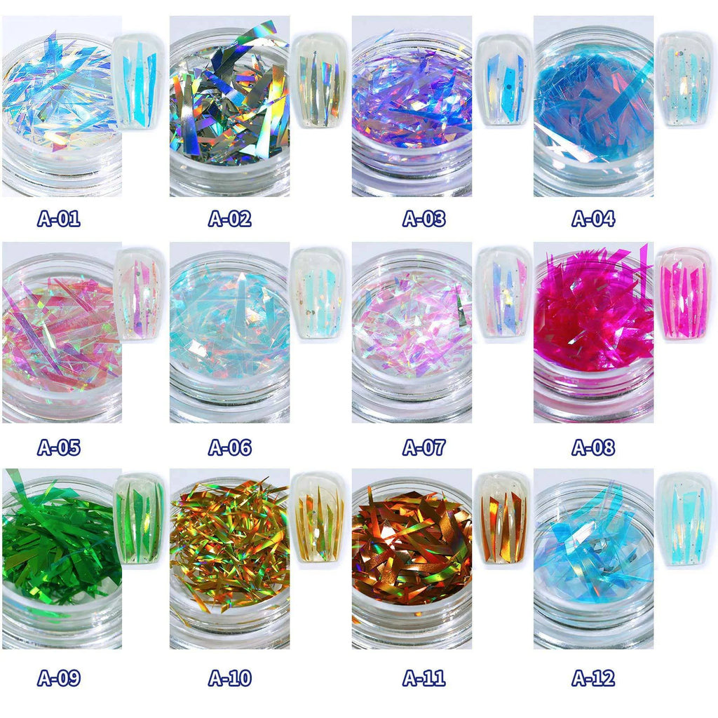 Aurora Fairy Nail Art Pieces | Holographic Laser Glitter Sequins Nail Art Glitter QXL