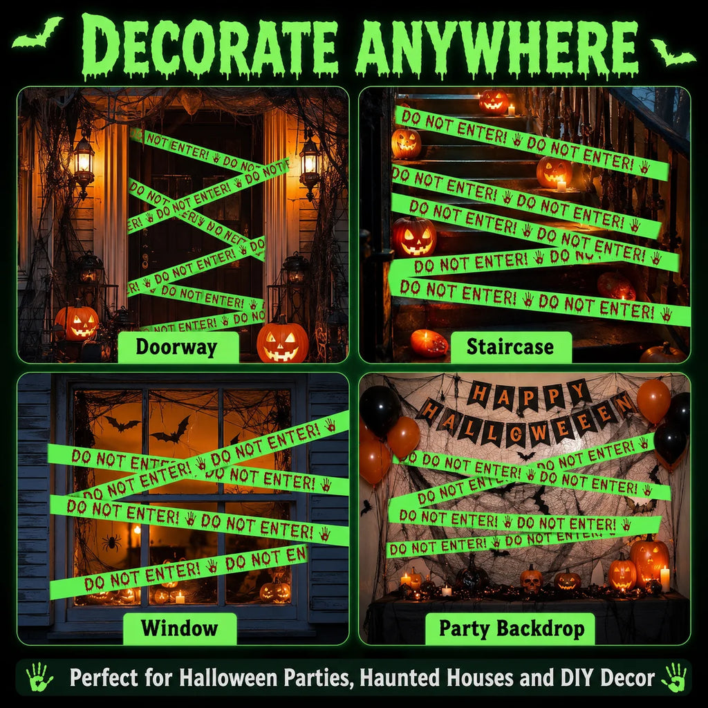 Glow in the Dark Halloween Warning Tape – Do Not Enter Halloween Decoration Tape QXL
