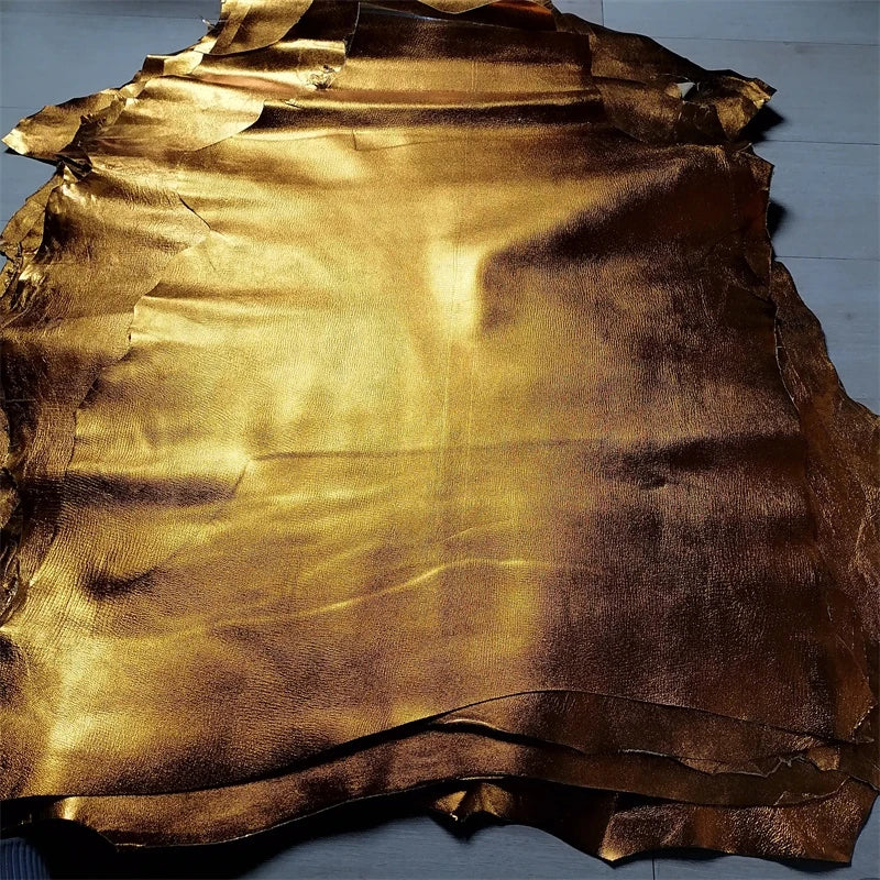 Orange-Gold Top-Grain Sheepskin Leather 0.7–0.8mm | DIY Whole Hide Leather Hide Fabric QXL